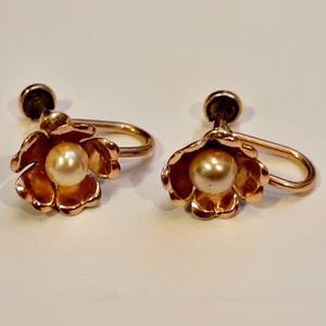Van Dell 12K Gold-filled Screw back Pearl Earrings